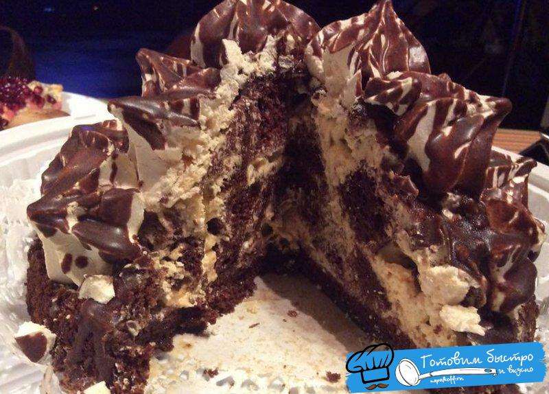 Как  приготовить бисквитный торт "Шоколадная горка"