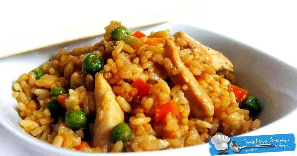 Жареный рис с курицей по-китайски - рецепт и видео