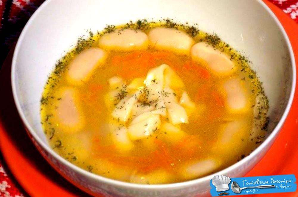 Постный овощной суп с фасолью и лапшой