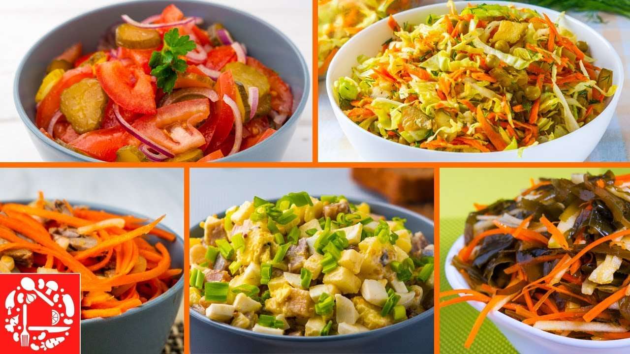 5 легких салатов на Каждый День! Вкусные и Простые рецепты!
