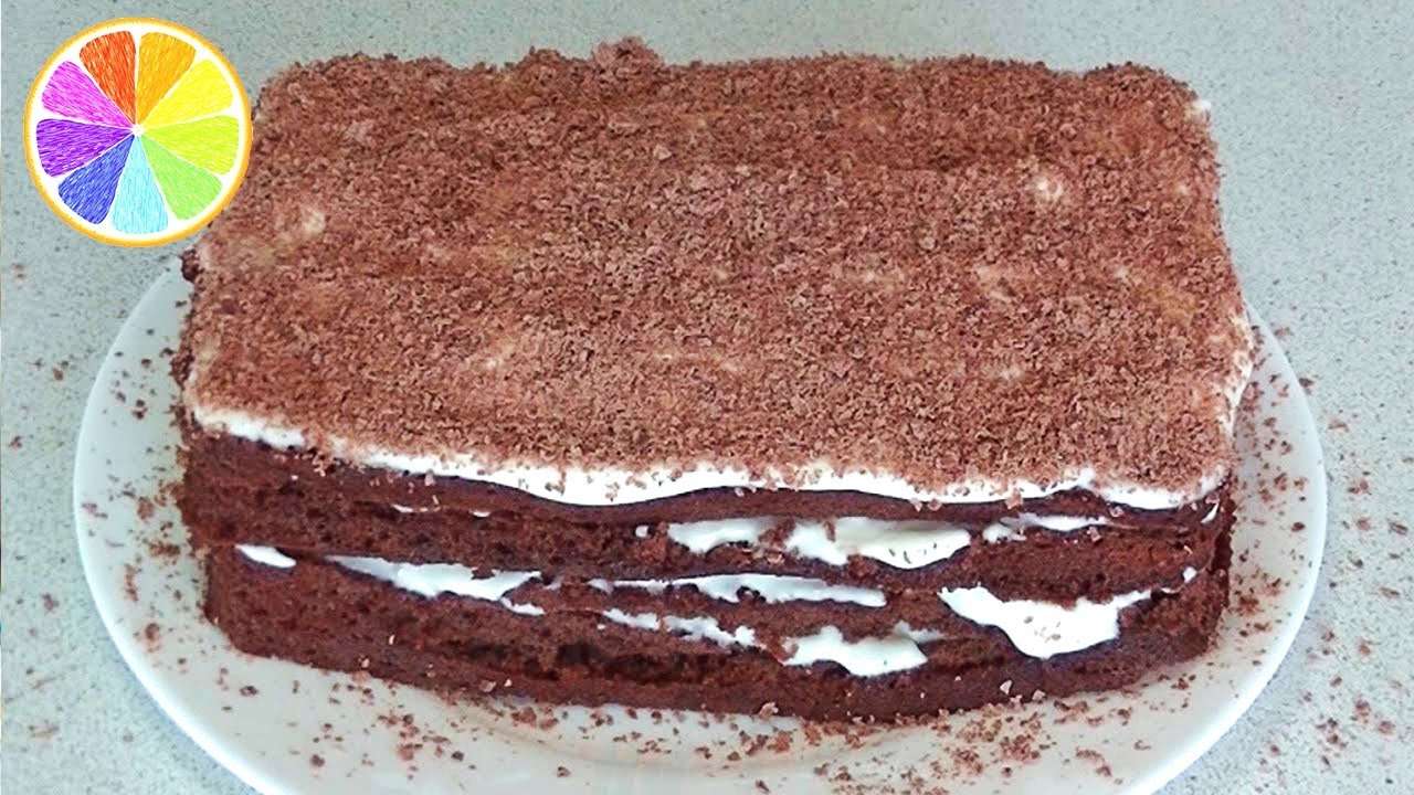 Шоколадный сметанный торт за 10 минут.